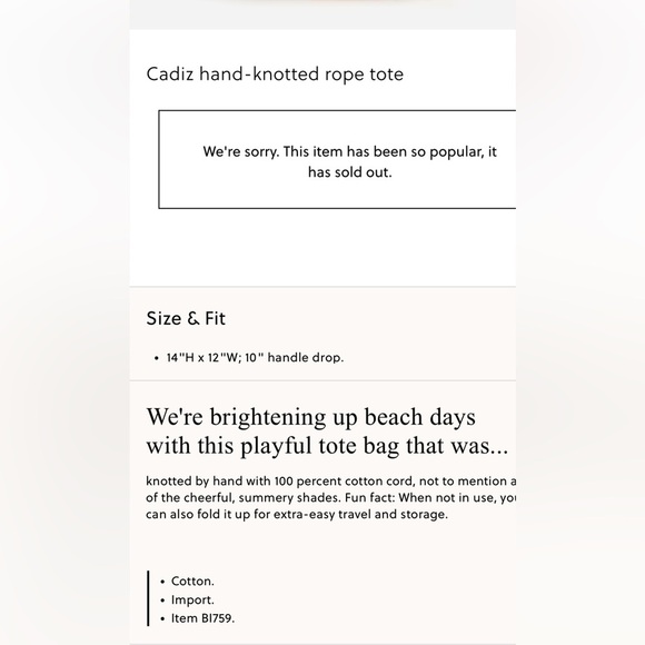 J.Crew NWT Cadiz hand-knotted rope tote - Picture 3 of 6